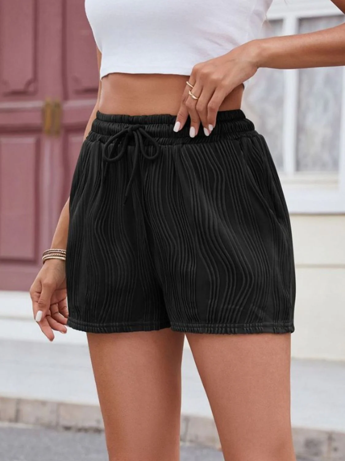 Texture Drawstring Shorts (multiple color options)
