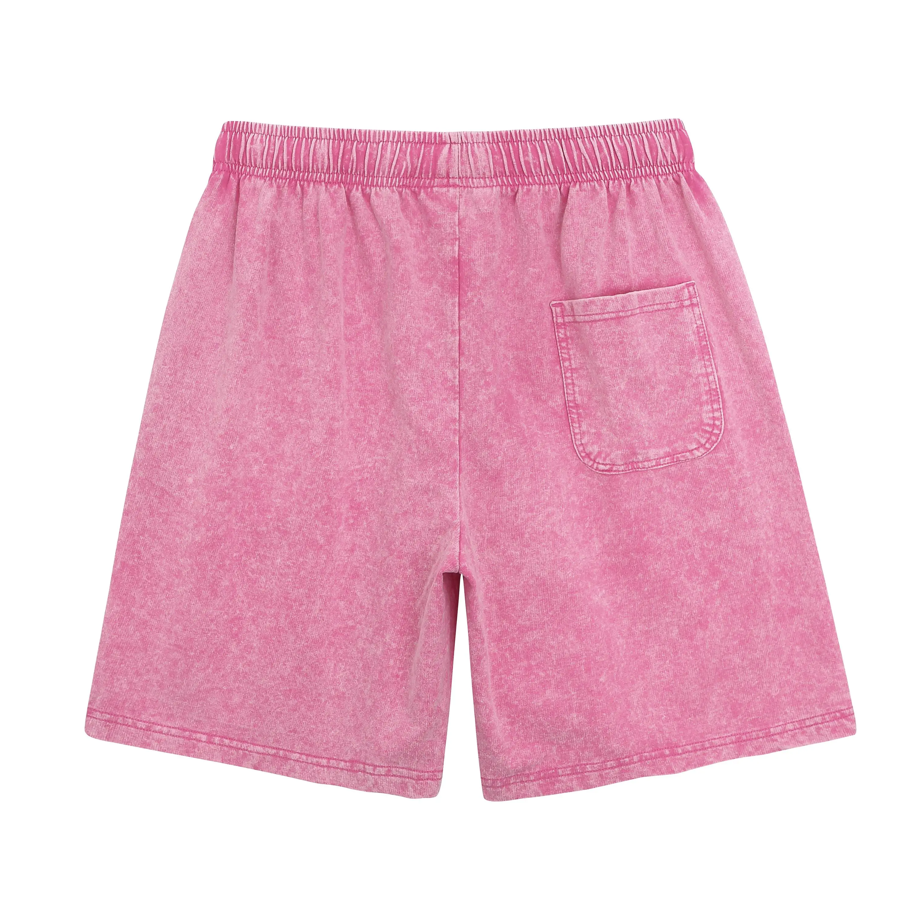 Summer Vintage Printed Acid Wash Sweat Shorts, Unisex Casual Streetwear Bottoms with Drawstring and Convenient Pockets baggy comfy