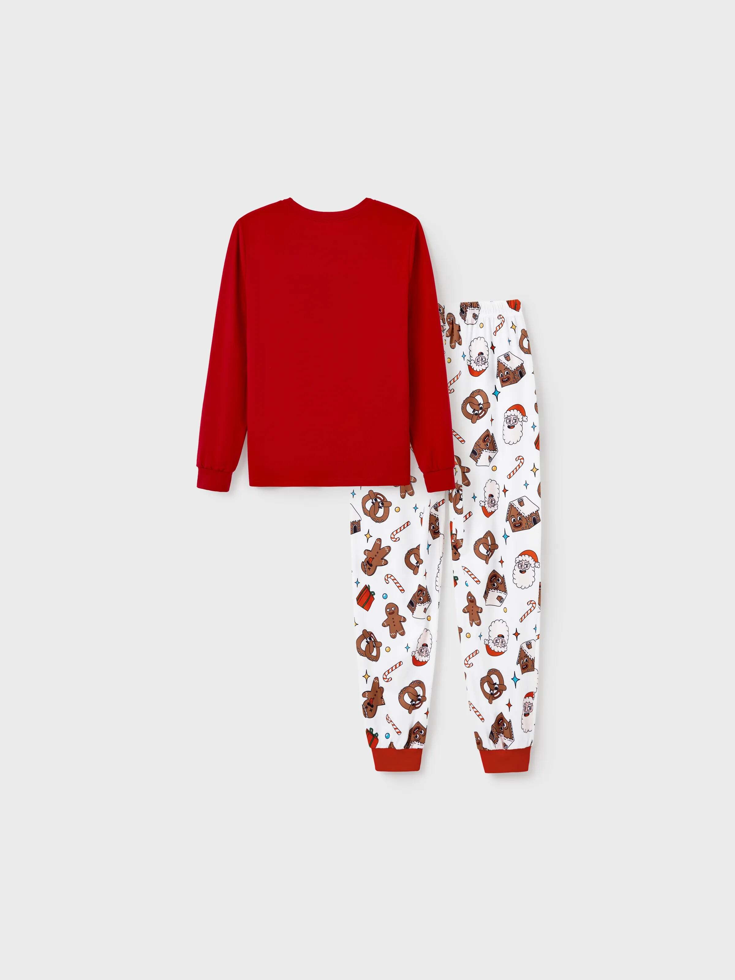 Christmas Matching Family Pajamas Set Gingerbread and Santa PJS with Christmas Socks Red