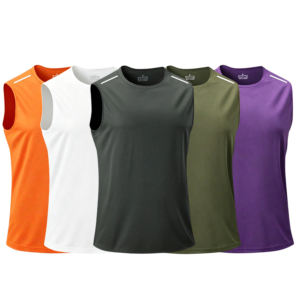 10-Pack Quick-Dry Sleeveless Sports Vest with Reflective Shoulder Strips