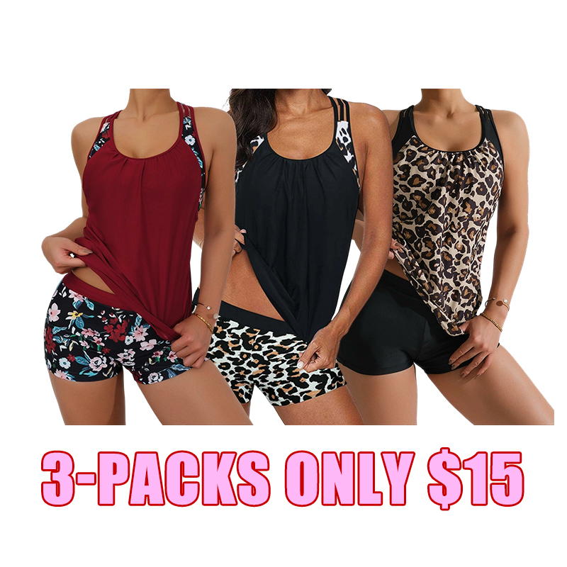 🏖️ Women's Floral Tankini Set with High-Waisted Swim Shorts
