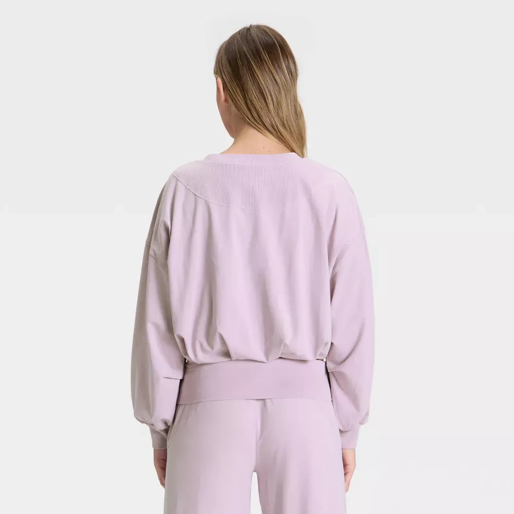 Women's Bubble Hem Long Sleeve Top & Wide Leg Pants Set