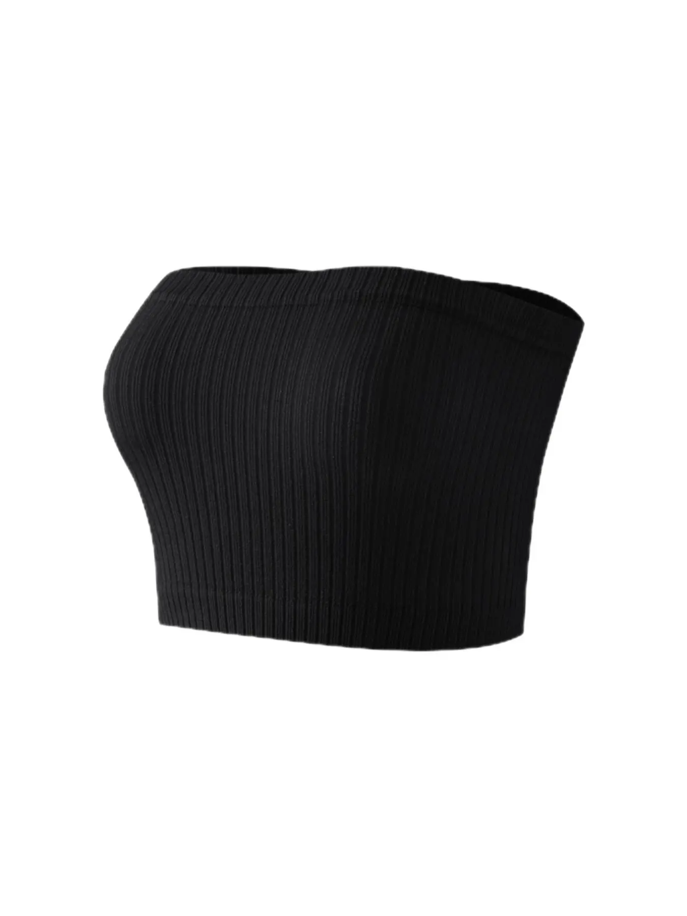 Women's Solid Wireless Lingerie Top, Casual Comfortable Ribbed Strapless Top For Daily Wear, Breathable Women's Lingerie, Casual Comfy Bras