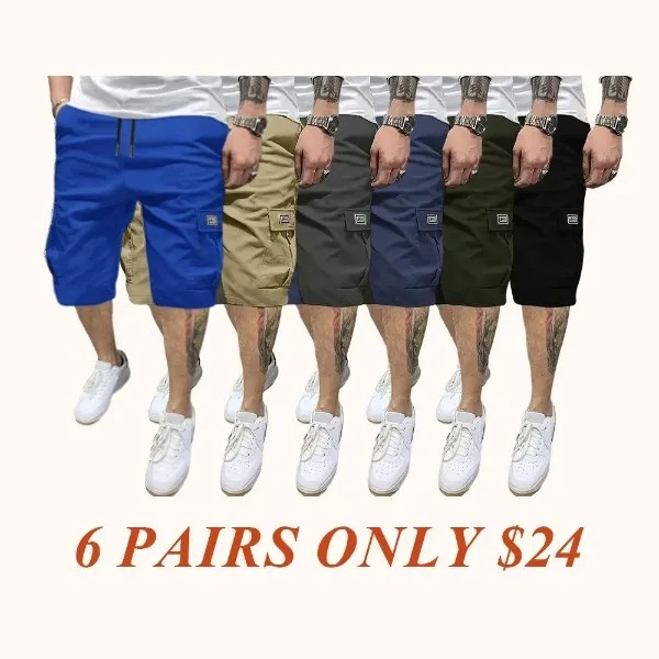 Men's Multi-Pocket Cargo Shorts Casual Streetwear Set