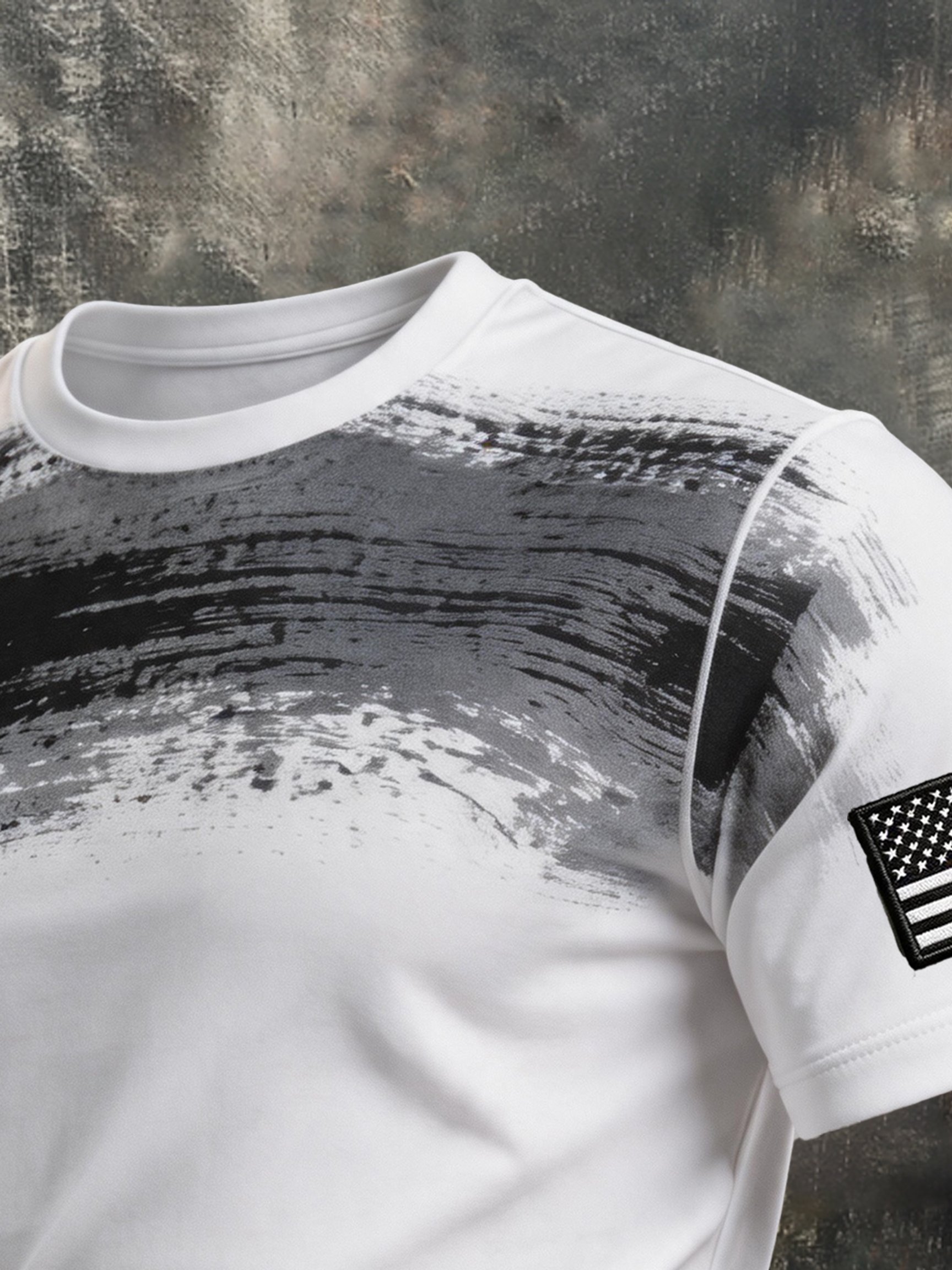 Men's Vintage Patriot Color Block Print Short Sleeve T-Shirt