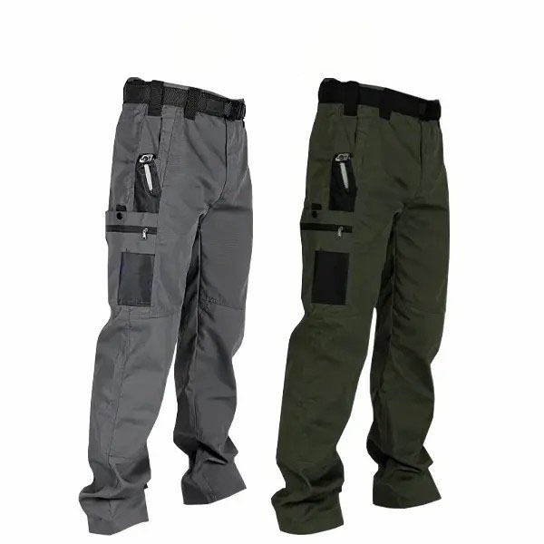 Men's Tactical Work Pants – Multi-Pocket Outdoor Training Pants with Zipper Closures