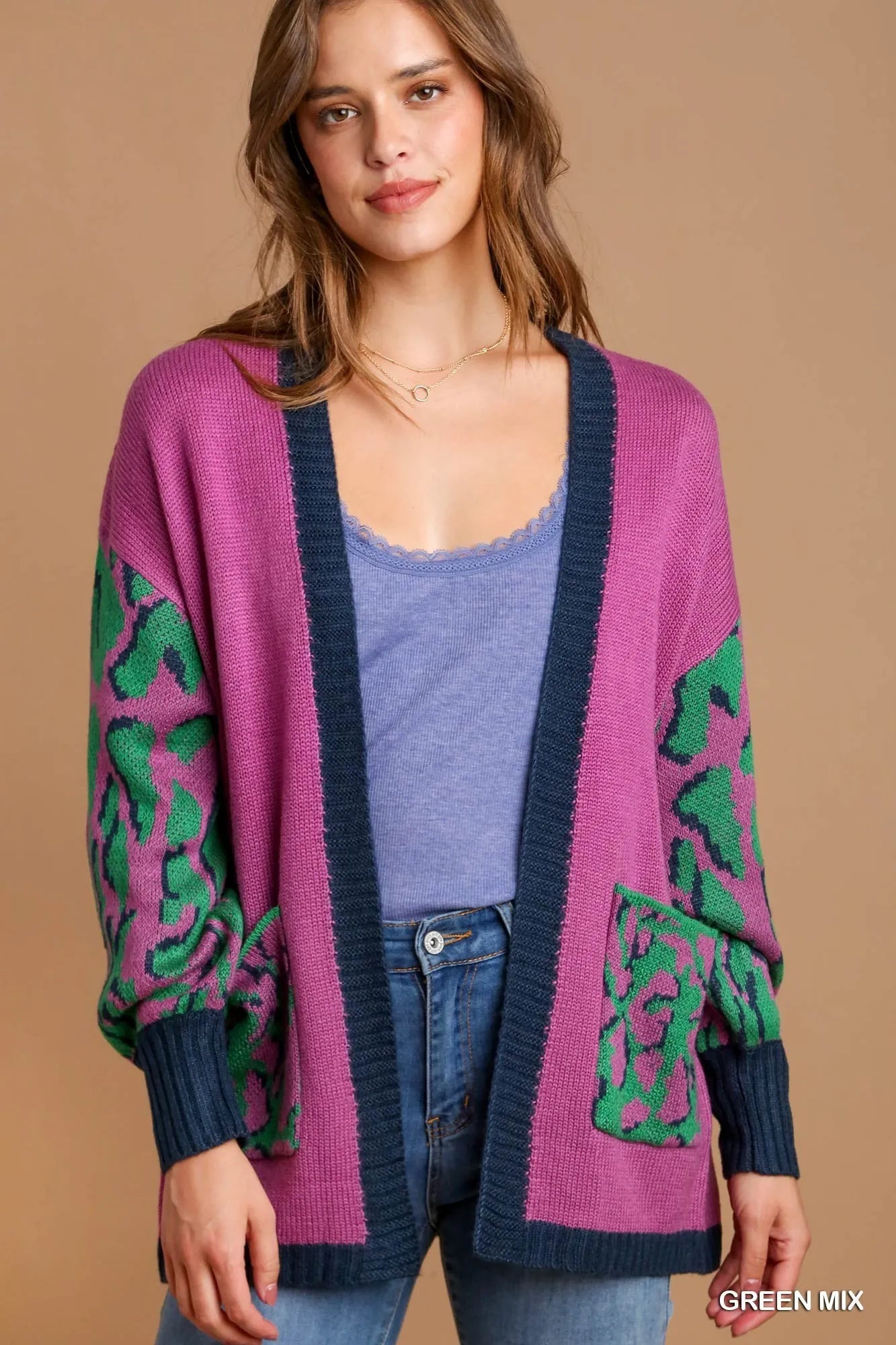 Leopard Print Open Front Sweater Cardigan