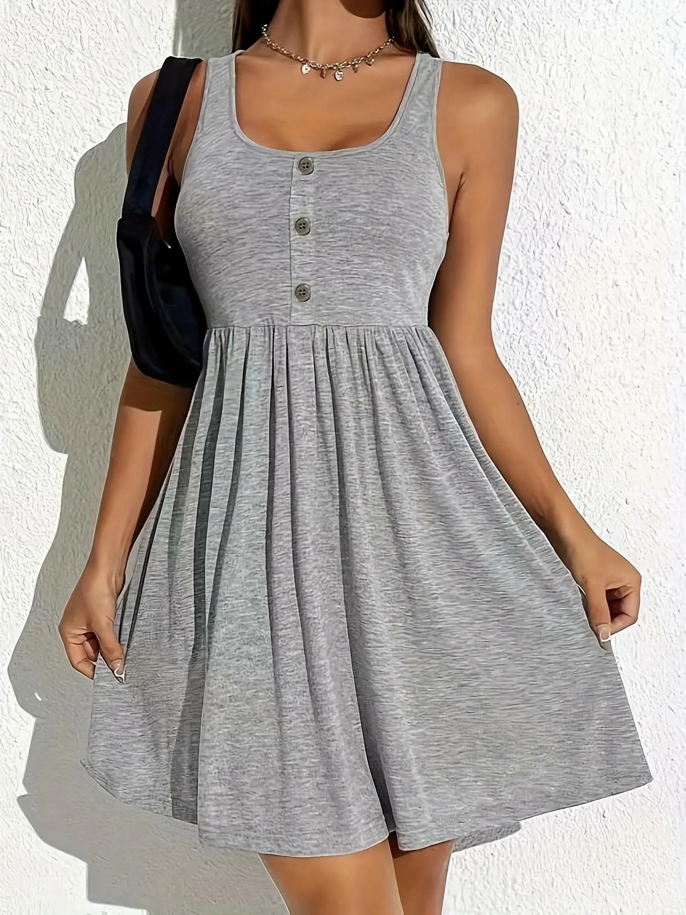 Plus Size Scoop Neck Stretch Jersey Tank Dress –  Easy Care Daily Wear Dress