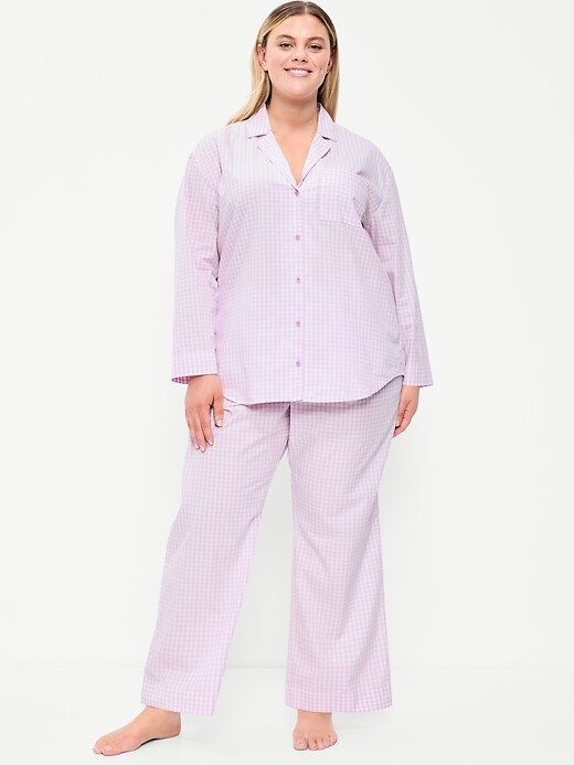 Poplin Pajama Pant Set Purple Gingham