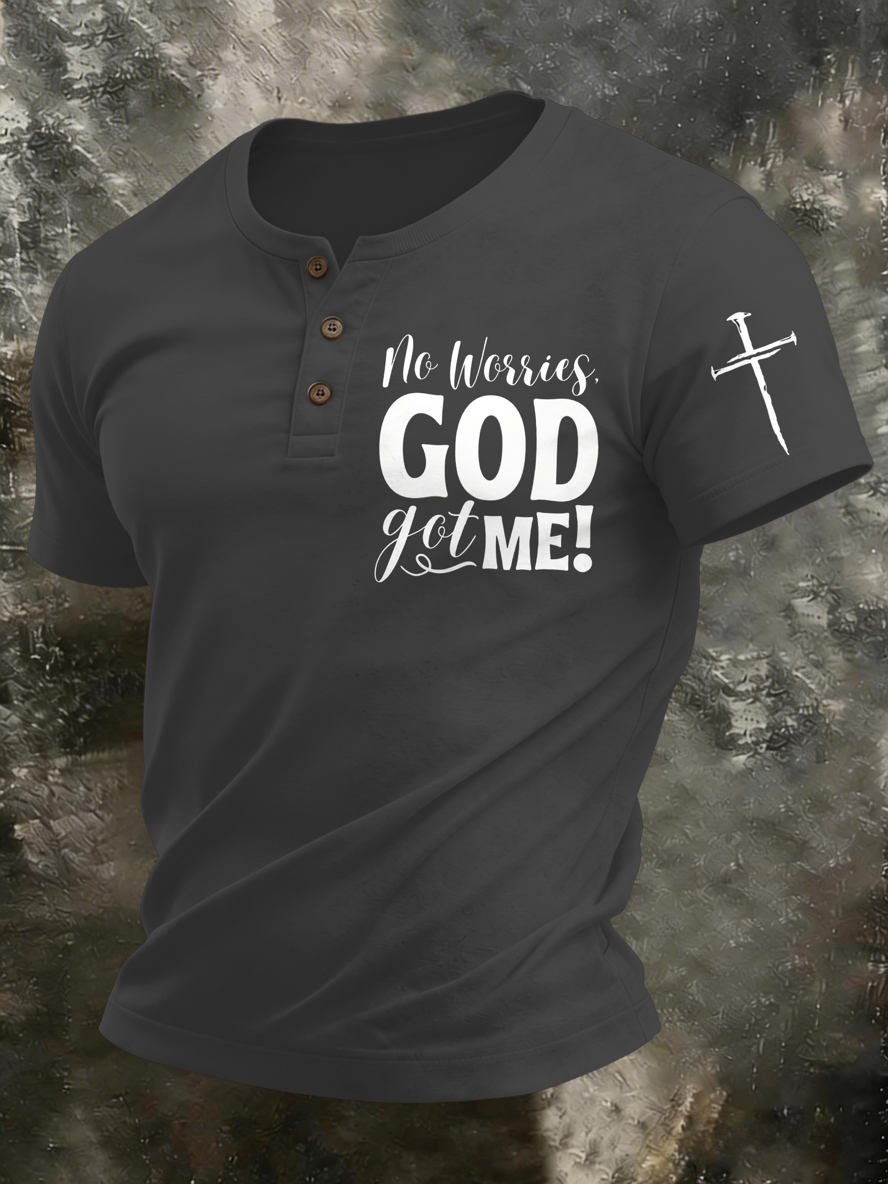 Men'S Casual Faith In Christ Jesus Henry Collar Polo Shirt