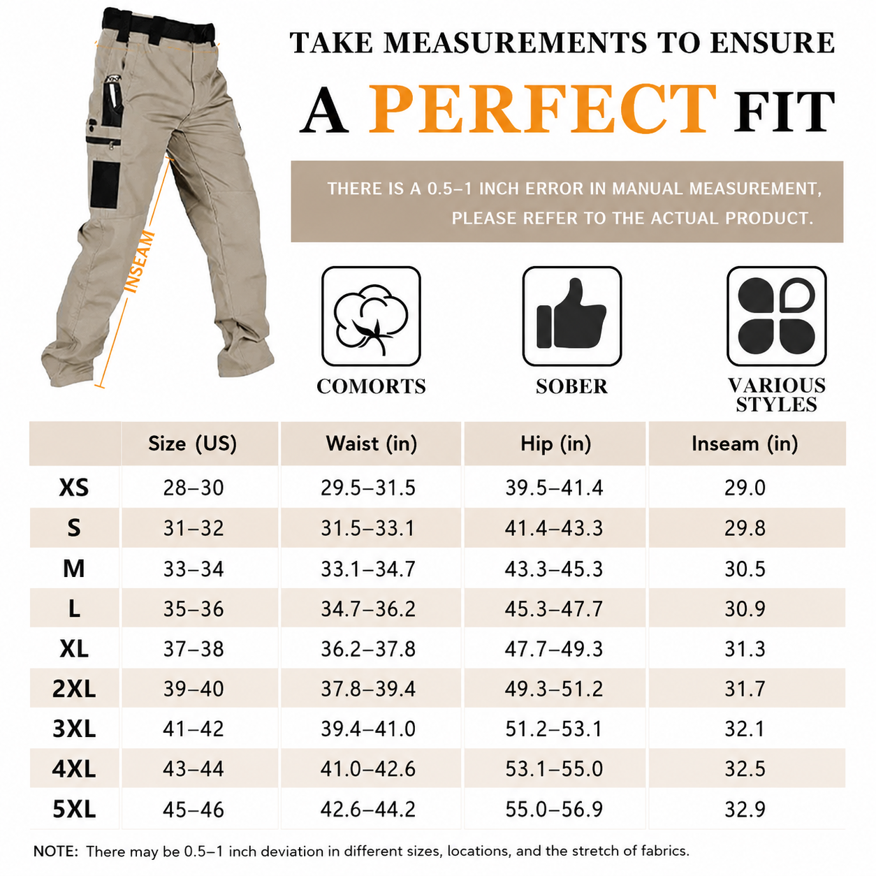 Men's Solid-Color Waterproof Tactical Cargo Pants — Belt Included, Multi-Pocket Design, Durable Outdoor Hiking & Casual Trousers