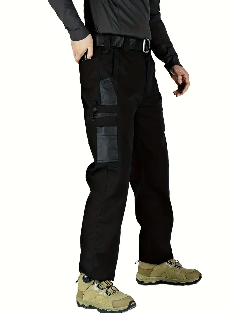Men's Solid-Color Waterproof Tactical Cargo Pants — Belt Included, Multi-Pocket Design, Durable Outdoor Hiking & Casual Trousers
