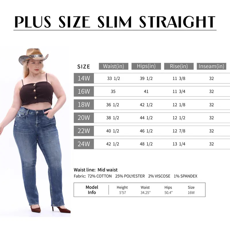 Plus-size high-waisted, medium-stretch denim jeans