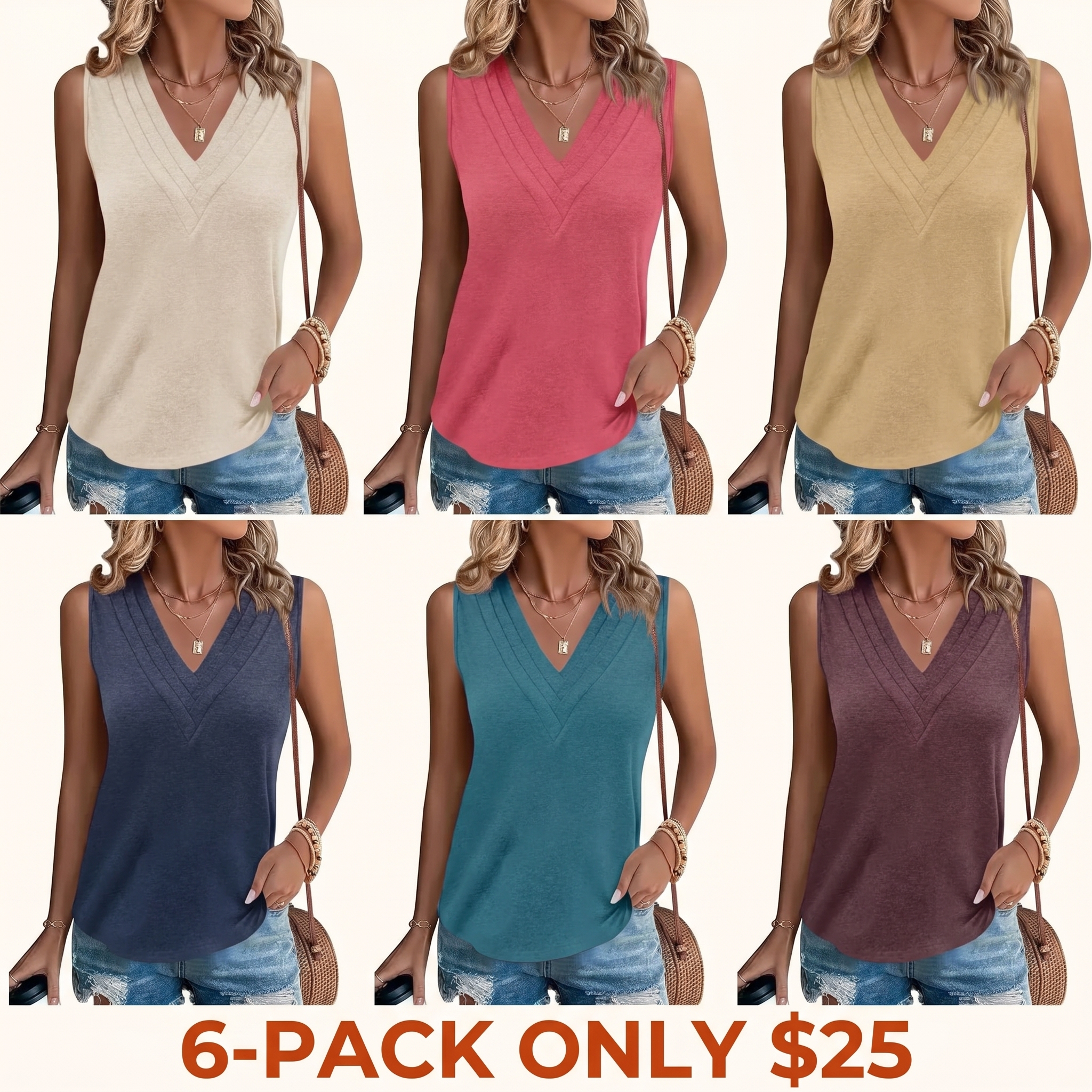 Women's V-Neck Vest — Elegant & Casual Summer Style, Loose-Fit Sleeveless Top/Shirt