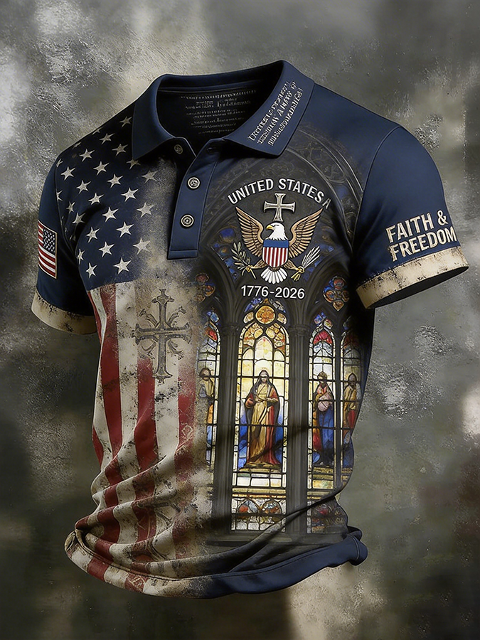 Men'S Business And Leisure Polo Shirt Commemorative Of The Founding Of The United States