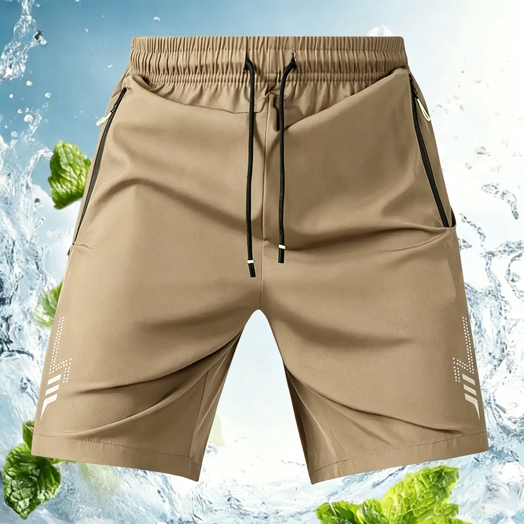8-Pack Reflective Athletic Shorts for Men – Zip Pocket & Drawstring Waist