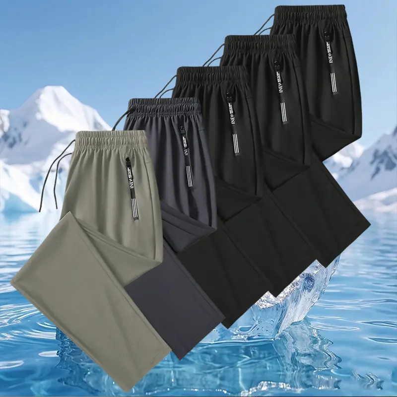 Men's Ice Silk Joggers – Breathable, Medium-Stretch Fabric