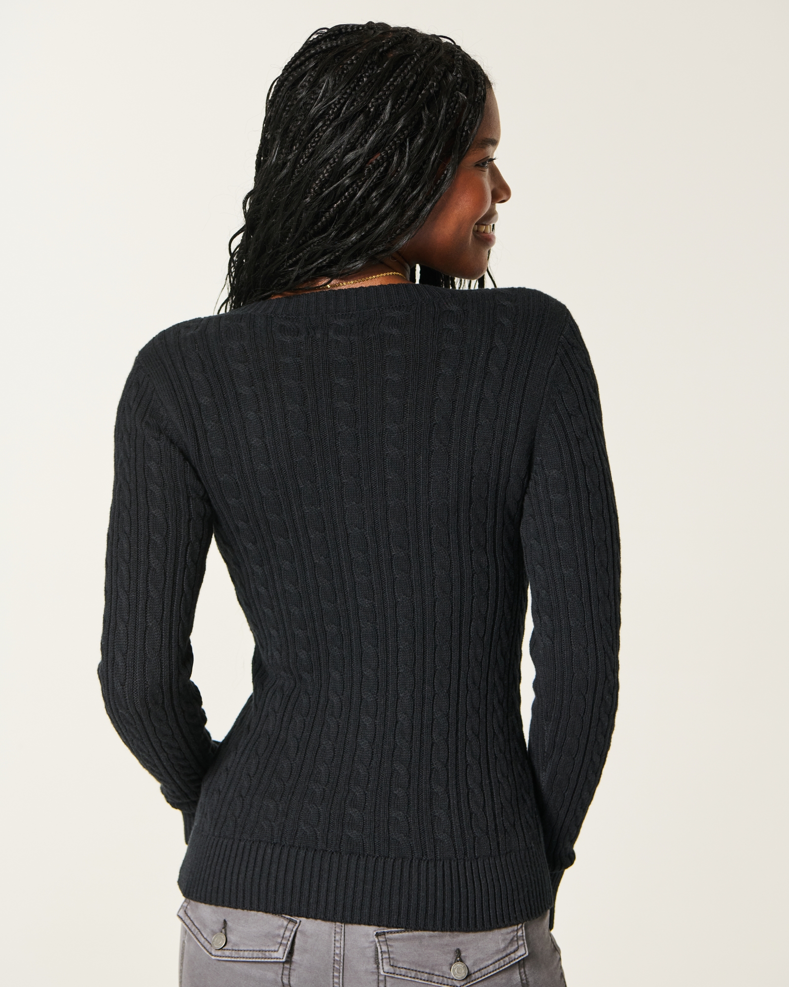 Cable-Knit Icon V-Neck Sweater