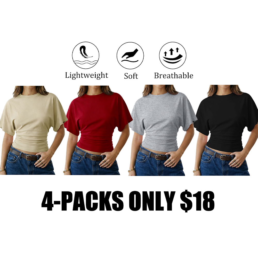 Women's Summer Casual Y2K Basic Loose Ruched Short T-Shirt