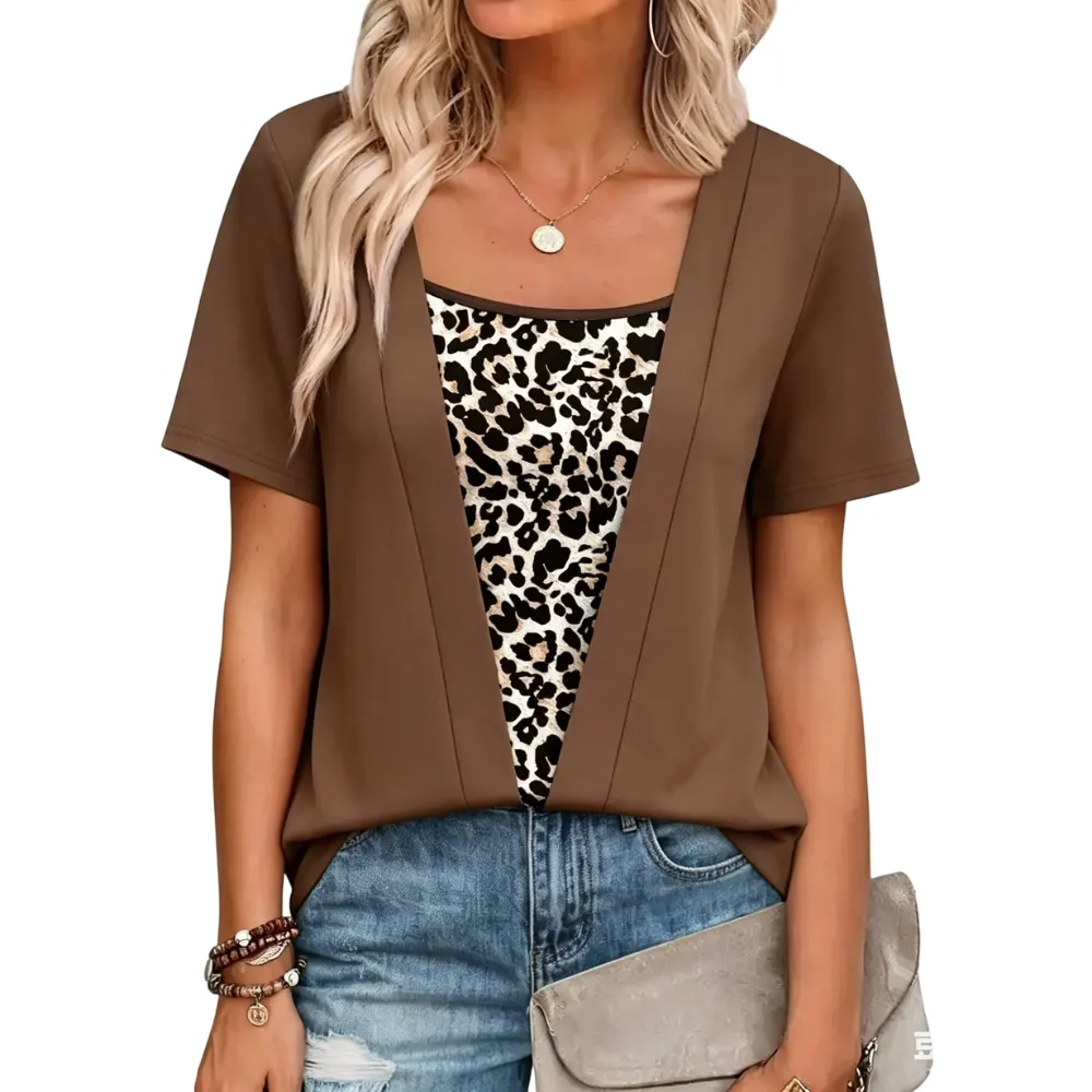 🔥8-PACK $24 - Women's 2-in-1 Short Sleeve Summer Casual Blouse