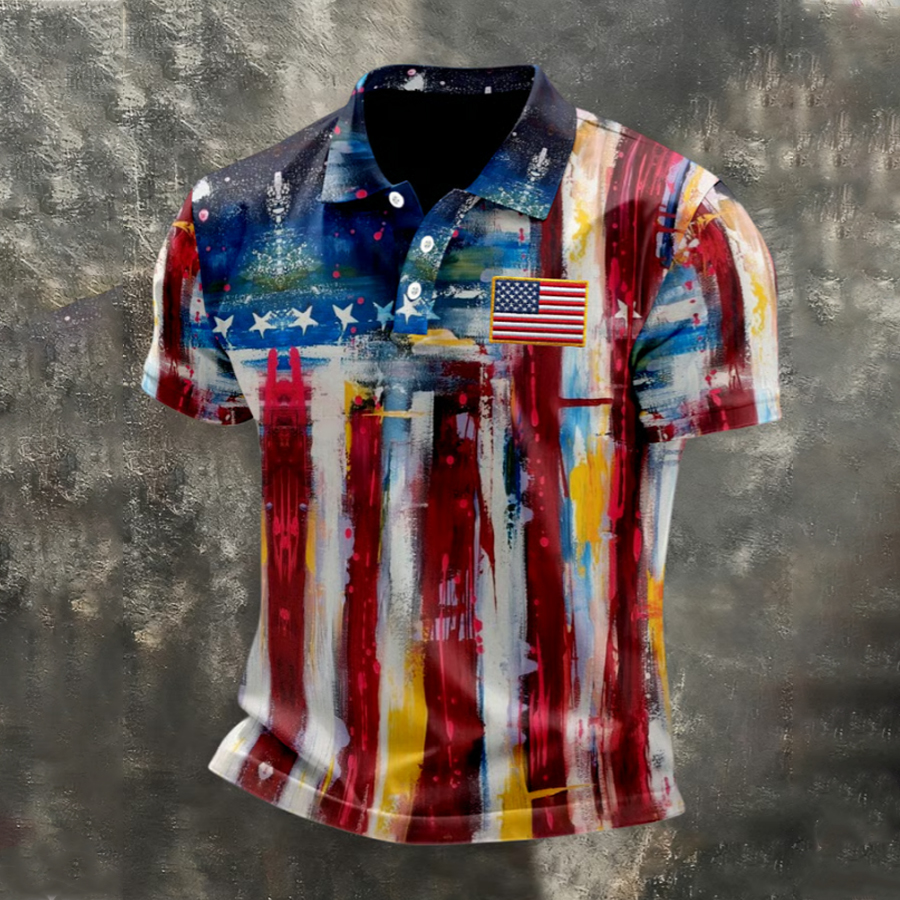Men'S American Anniversary Short Sleeve Polo Shirt