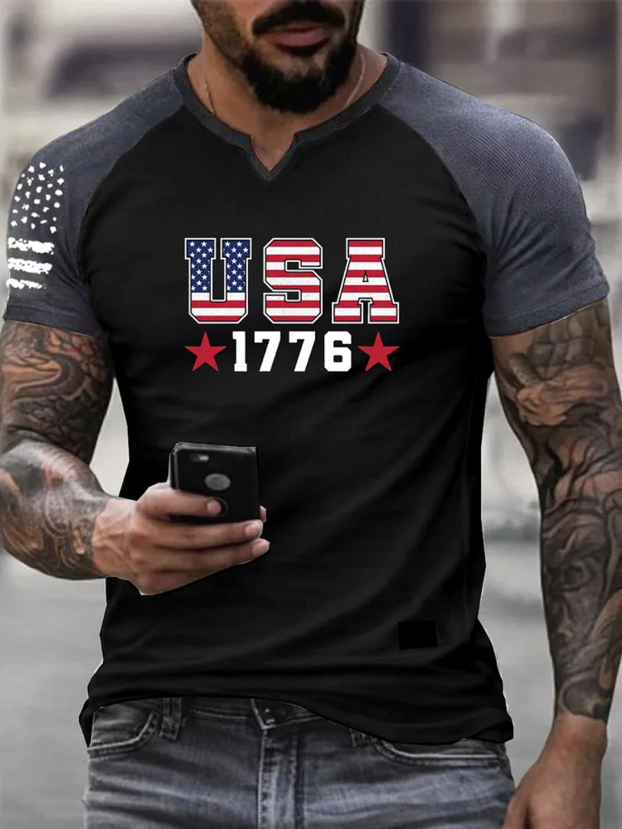 Men's Retro Patriotic Pattern Printed T-Shirt
