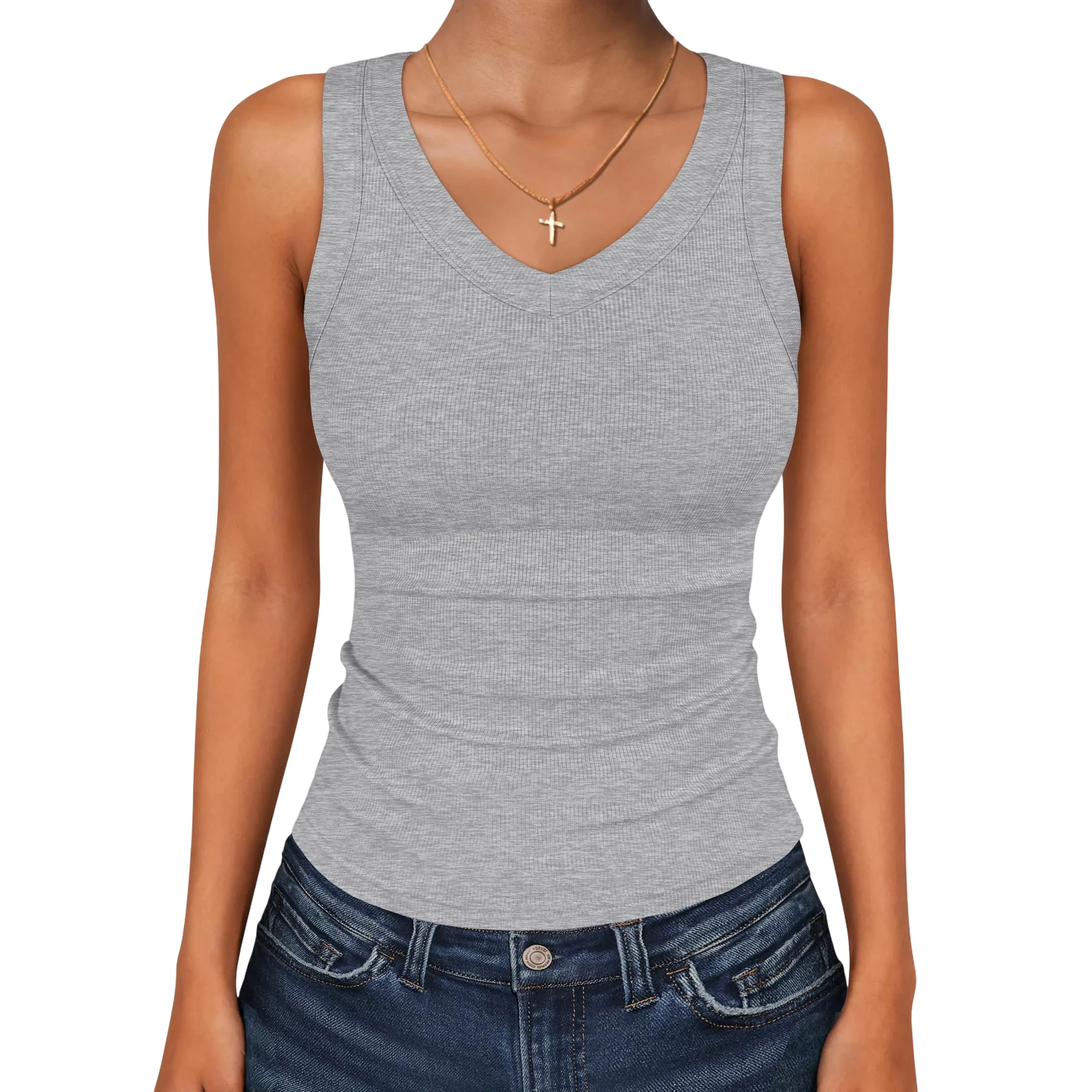 Tank Tops for Women V Neck Ribbed Knit Slim Fitted Sleeveless Tee – 2026 Summer Casual Basic Tanks
