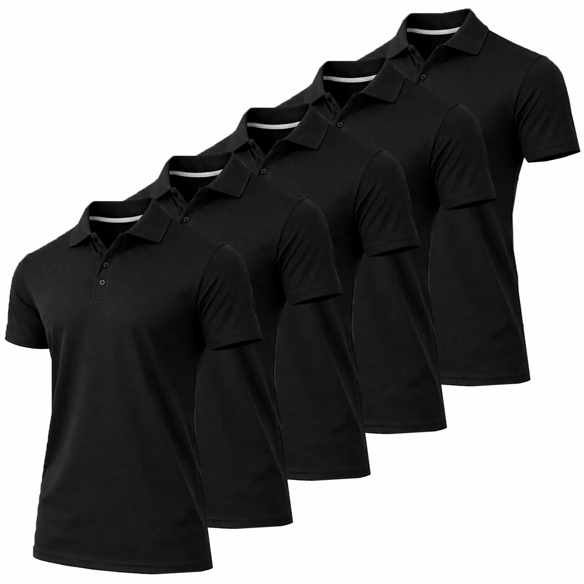Men's 6-Pack Dry Fit Moisture-Wicking Polo Shirts – Ribbed Sleeve Casual Wear