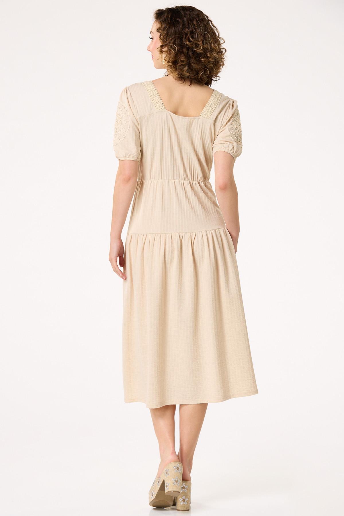 Lace Trim Puff Sleeve Dress