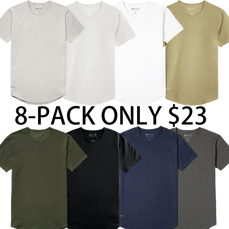Men Fitted Crewneck Tee with 4-Way Stretch & Wrinkle-Resistant Fabric