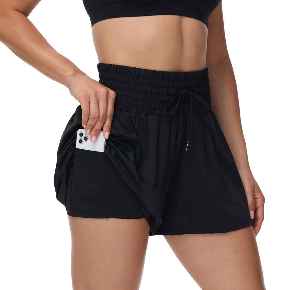 High Waisted 2-in-1 Flowy Athletic Shorts