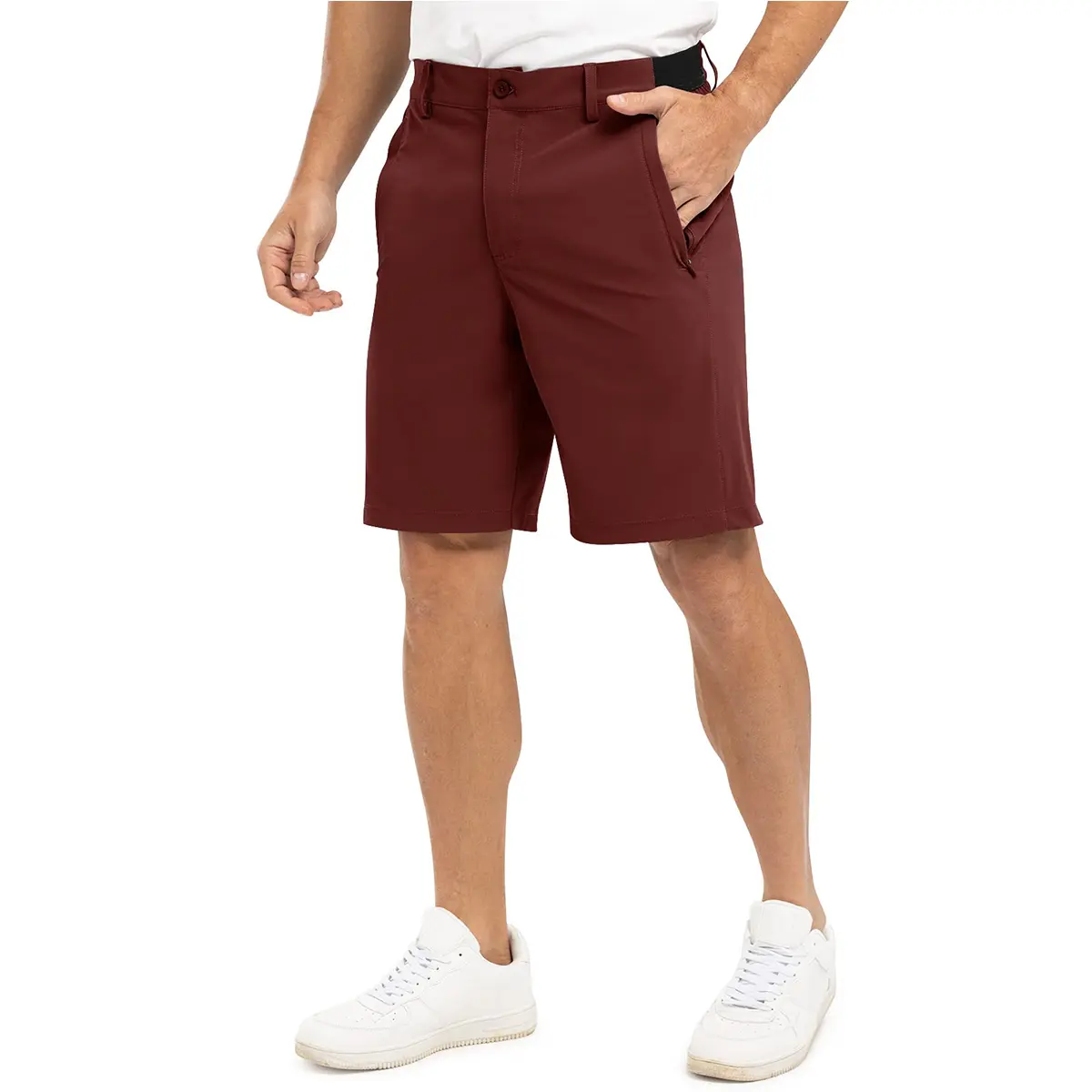 Men's 4-Way Stretch Shorts Quick Dry Casual Work Golf Pants Lightweight Breathable Zip Pockets Pants Summer Outdoor Bottoms