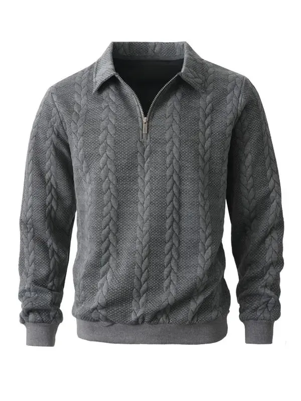 🔥Last Day Promotion!🔥Clearance Sale - Up to 90% Off-Men's Fall Winter Outfits Knitted Polo Neck Long Sleeve Sweatshirt for Daliy Wear