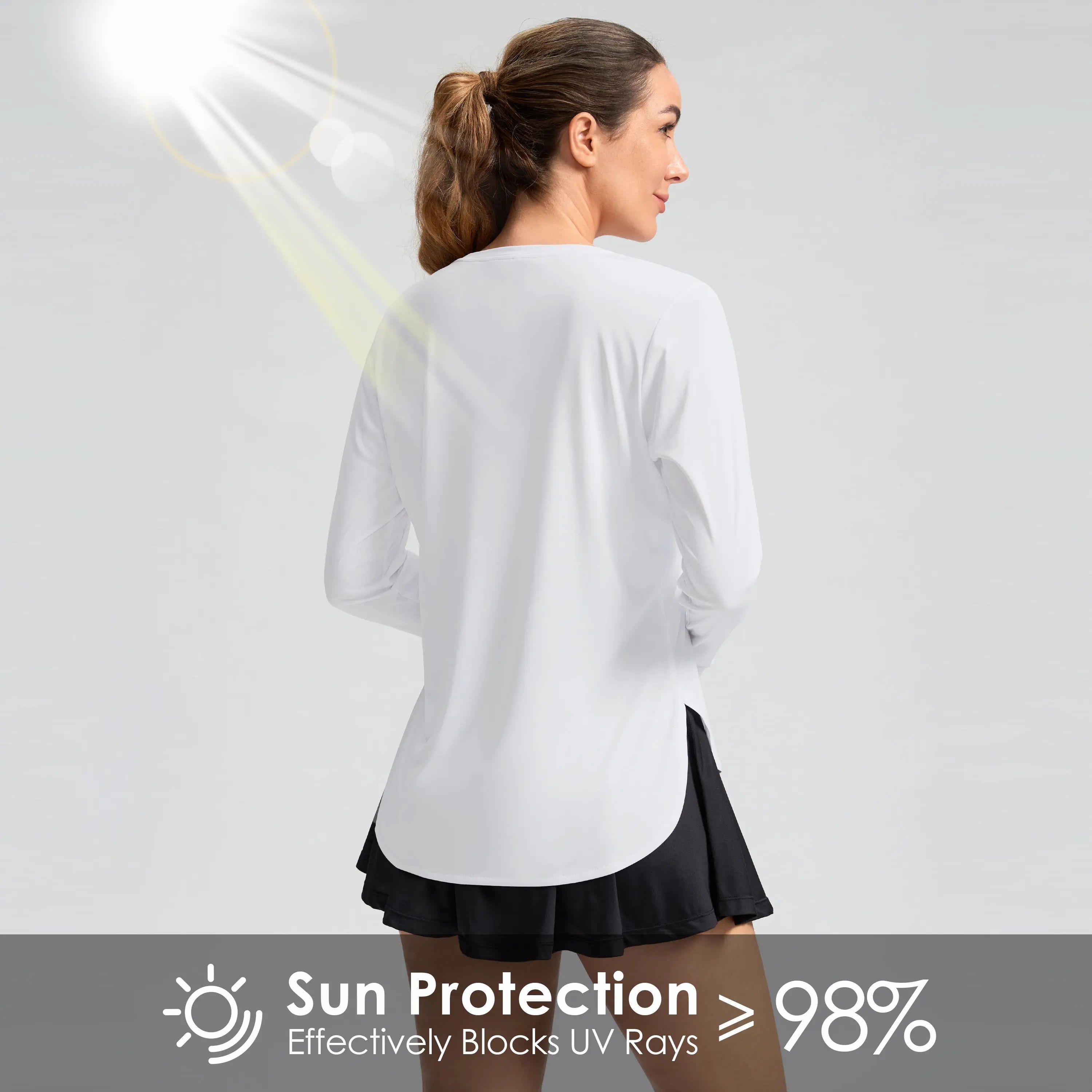 Women's UPF 50+ Long Sleeve Sun Shirt – Lightweight Quick Dry UV Protection Top