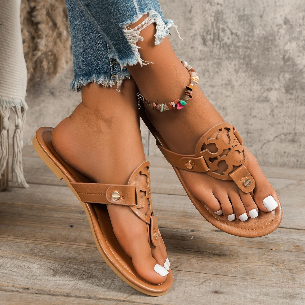 Toe Post Flats Sandals (multiple color options)