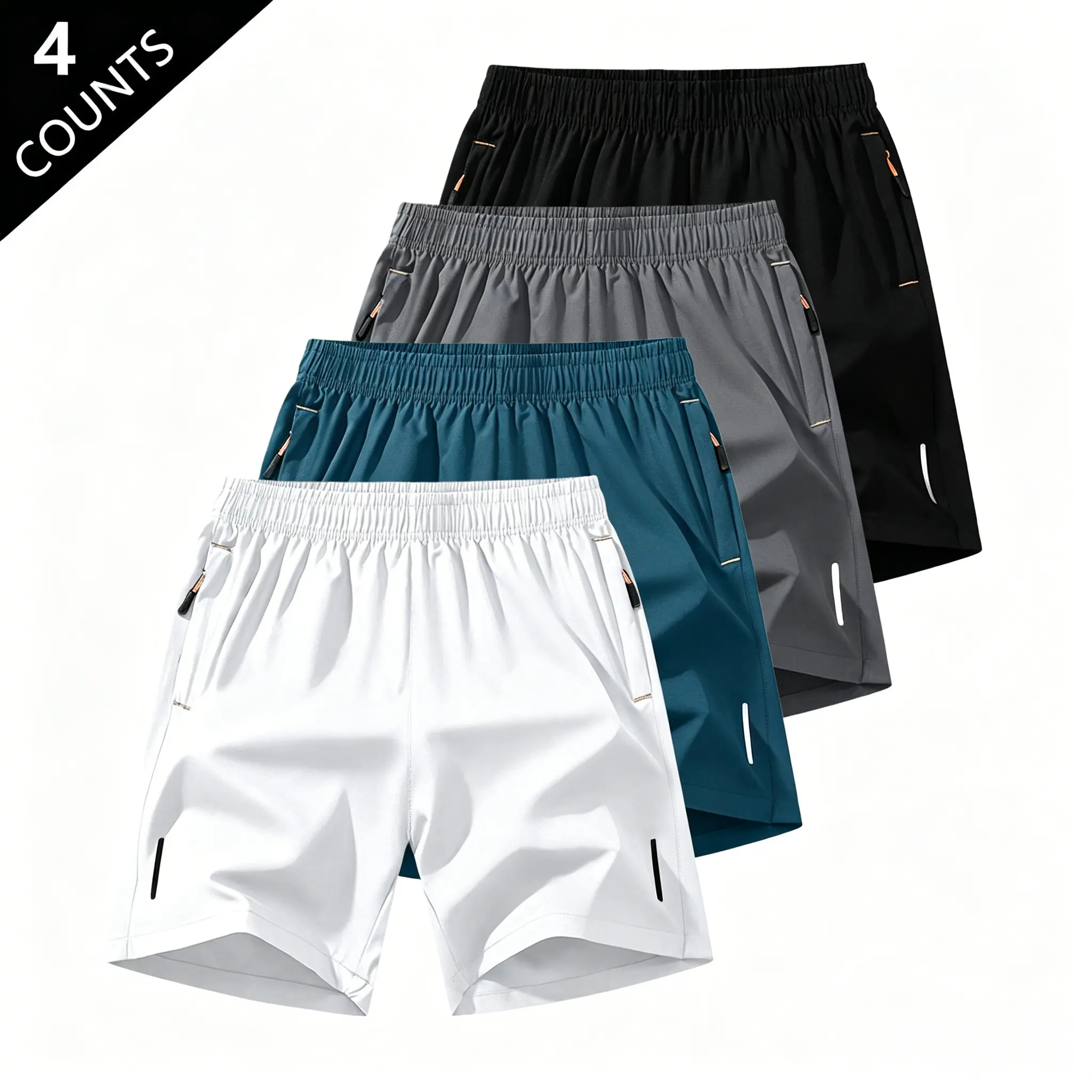 Men's Solid-Color Zipper-Pocket Shorts