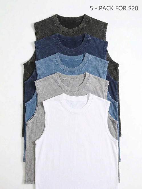 Women’s Oversized Acid Wash Tank Top 10-Pack