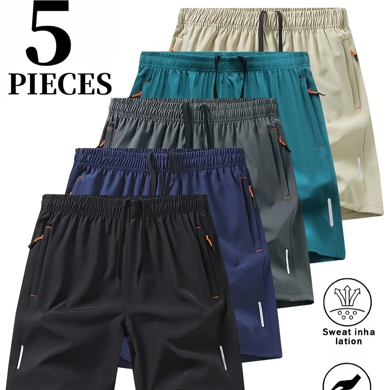 Men's 5-Pack Dry-Fit Gym Shorts Comfortable & Breathable