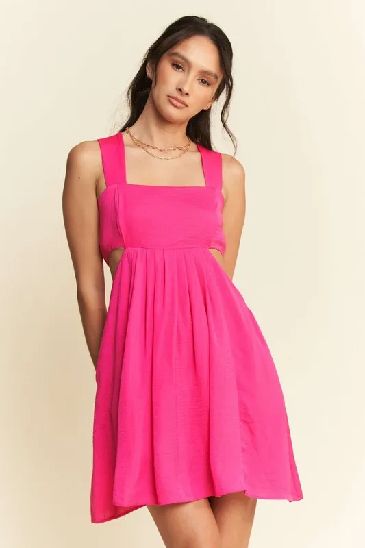Washed Satin Cutout Skirt Bandeau Mini Dress