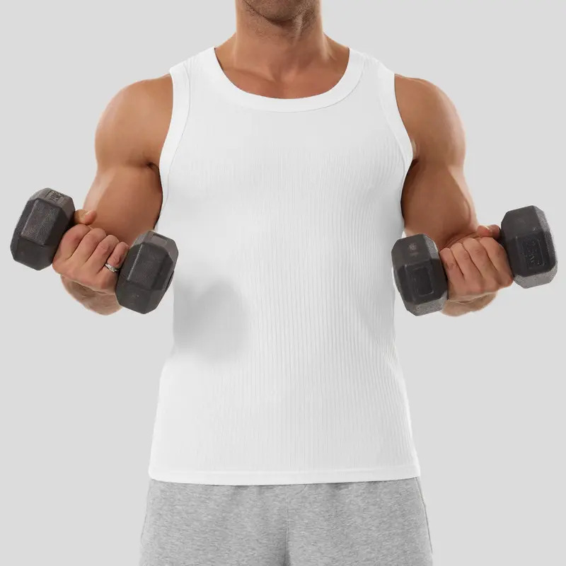 Men's Wide-Strap Ribbed Tank Top — High-Stretch, Breathable Muscle Vest