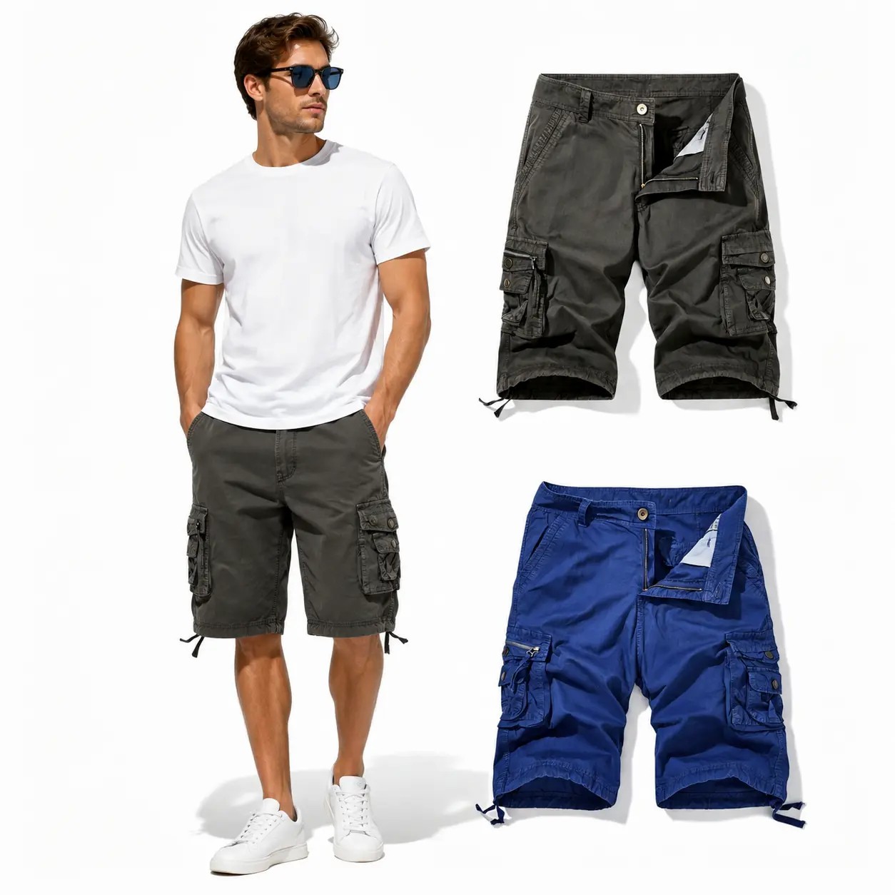 Men's Classic Utility Cargo Shorts – Relaxed Fit Multi-Pocket Summer Shorts