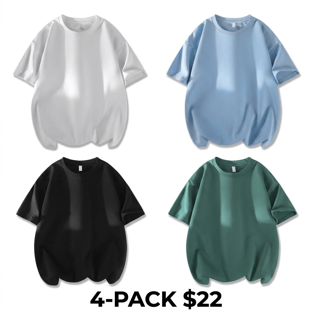 Men's 6-Pack 100% Cotton Crew Neck T-Shirts – Soft Loose Fit