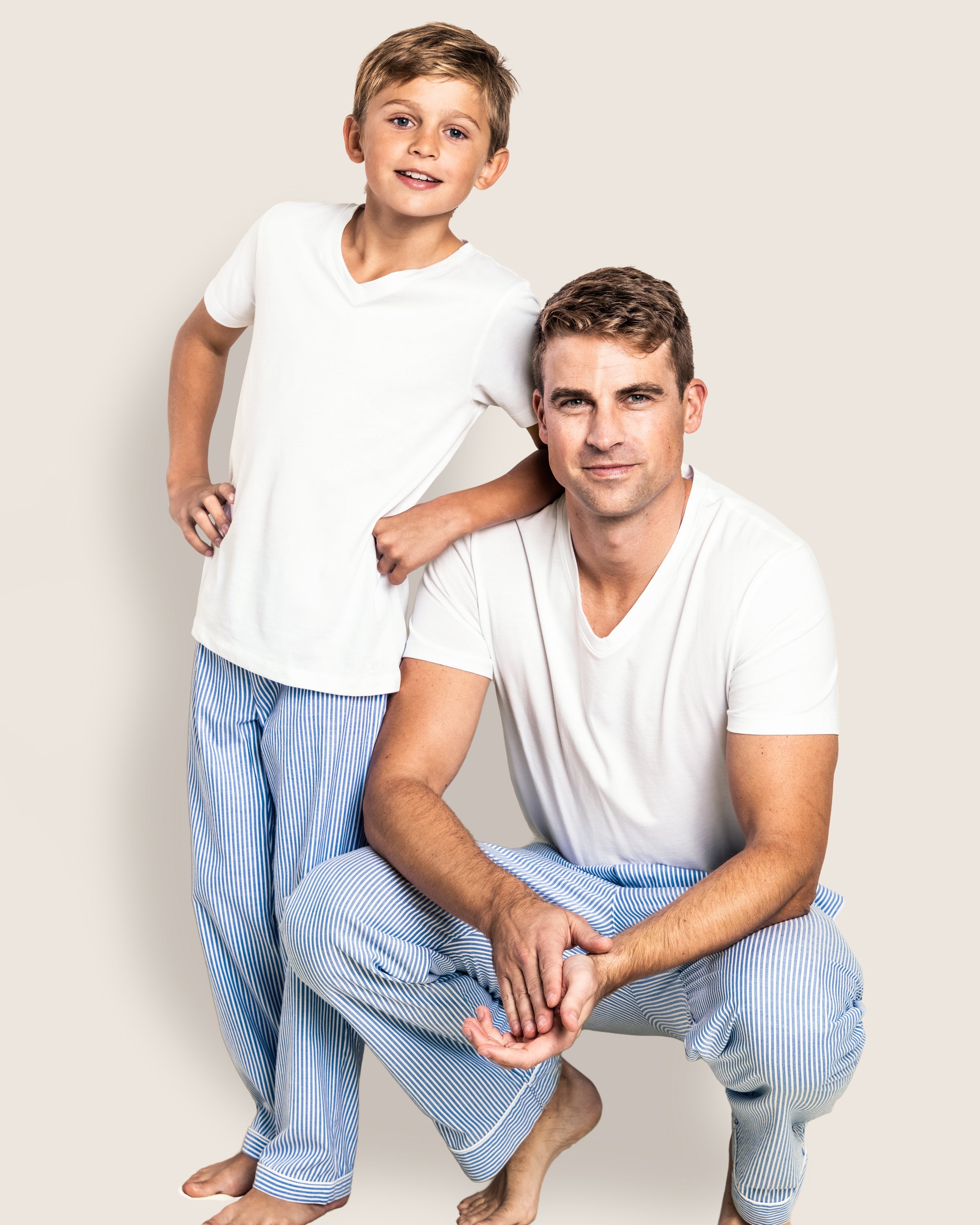 Men's Twill Pajama Pants in French Blue Heritage Stripe