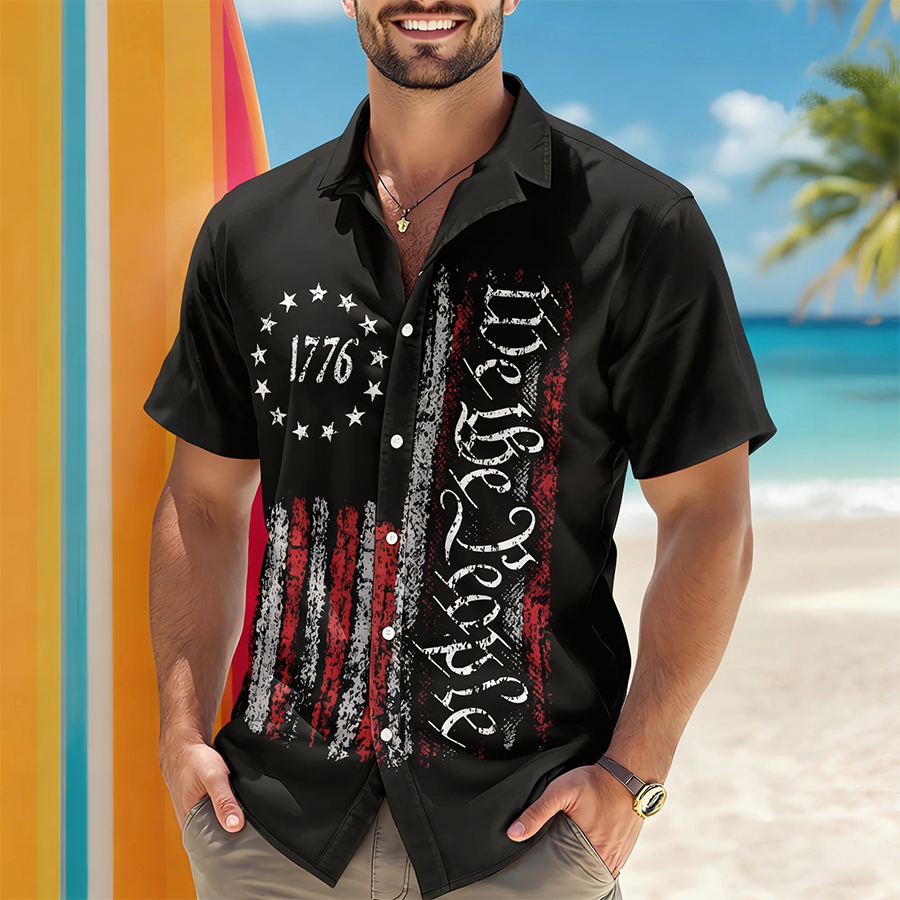 Men's 1776 We The People Distressed American Flag Vintage Shirt