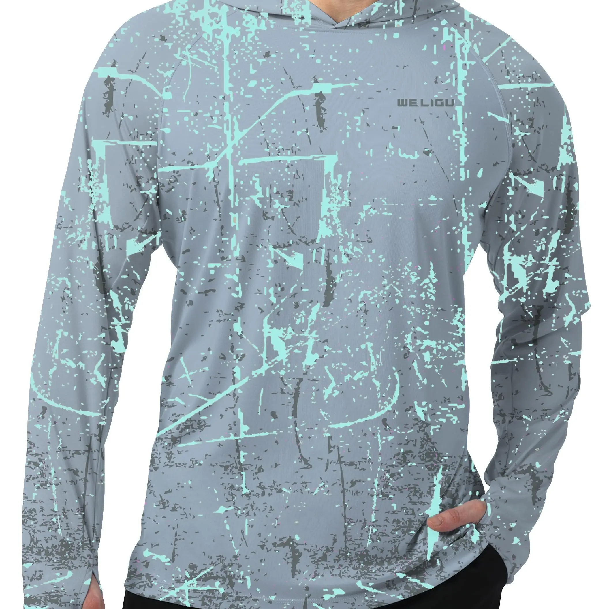 Men's UPF 50+ Sun Protection Hoodie Shirt Long Sleeve SPF Fishing Outdoor UV Hiking Lightweight Shirts