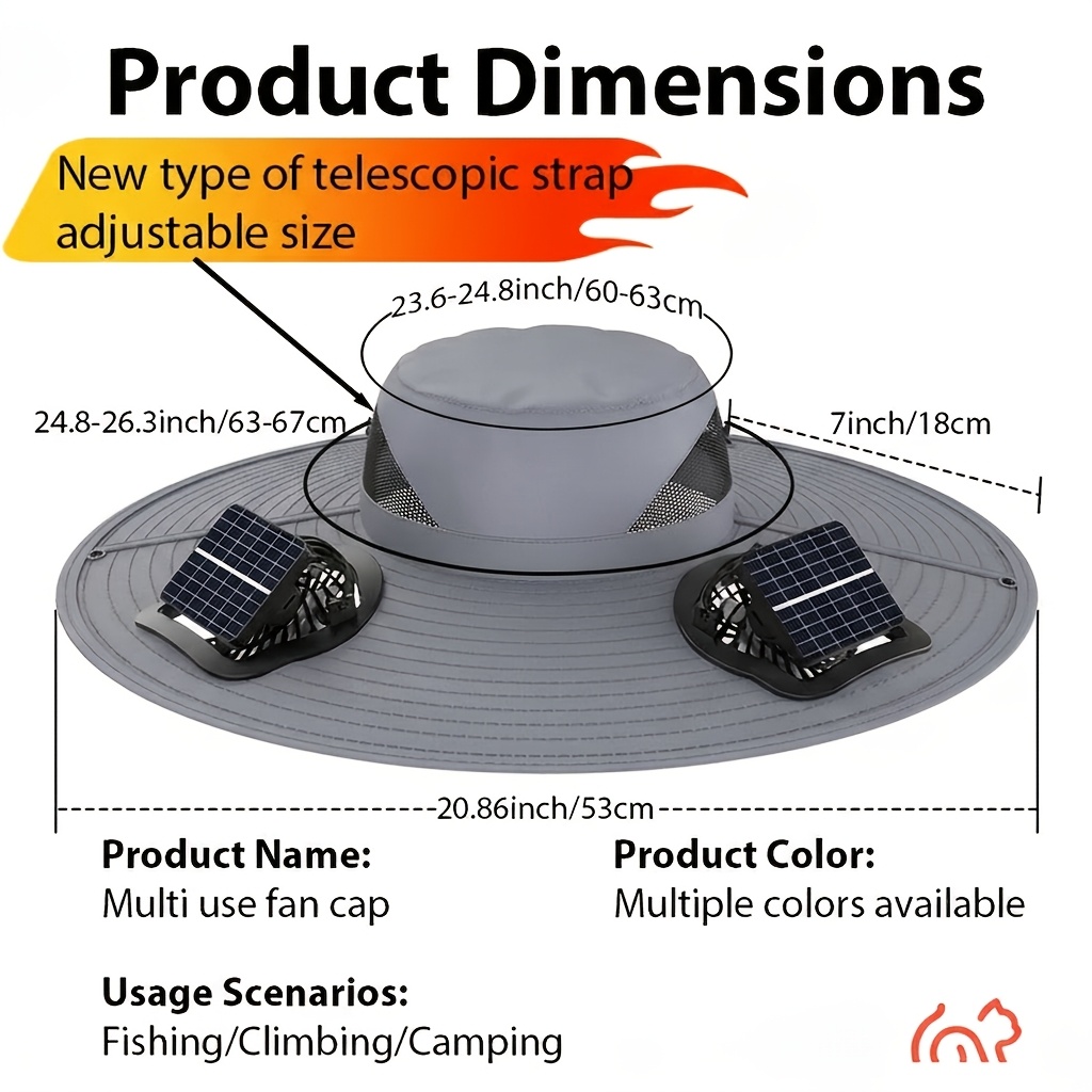 Solar Dual Fan Sun Hat, Adjustable Strap, Cool And Breathable, Efficient Battery Life, High Air Volume, Long Battery Life Guarantee