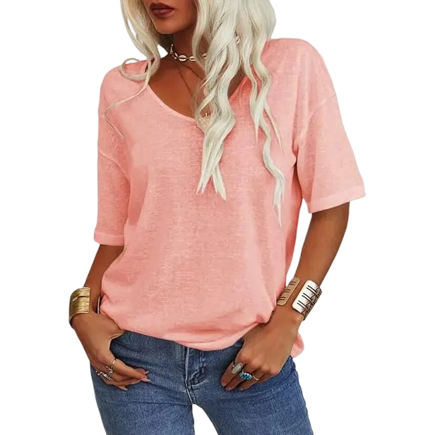 Women’s Soft V-Neck Casual Loose Fit T-Shirt