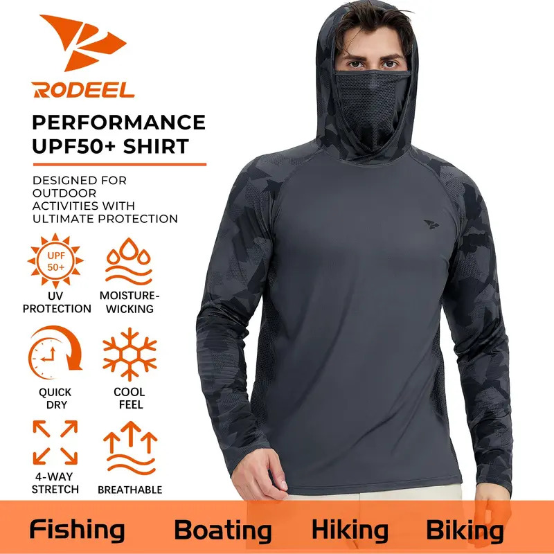 Men's Sun Protection Hoodie (with Face Mask/Neck Gaiter) — UPF 50+ UV Protection