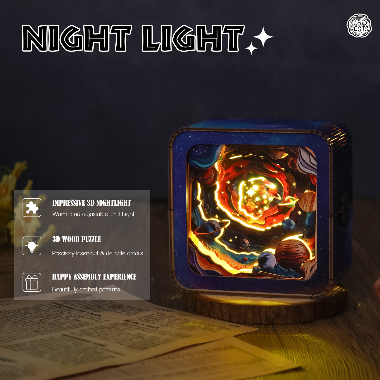 Cosmic Odyssey Kit - 3D Wooden Puzzle Night Light