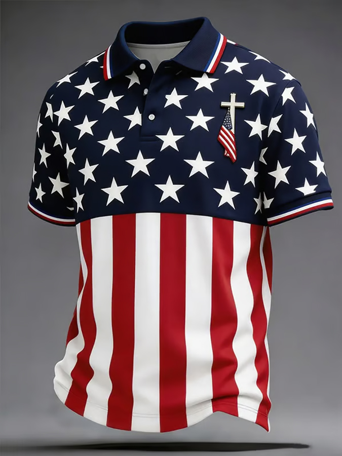 Men'S 250th Anniversary Printed Casual Polo Shirt